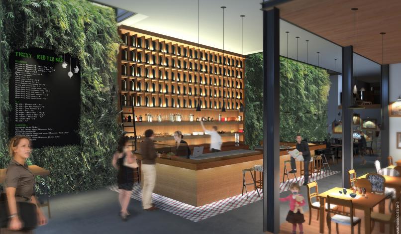 bar à thé perspective intérieure